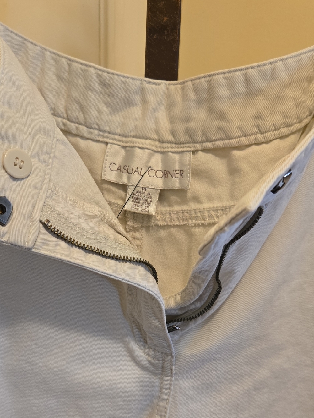 Casual Corner Cream Zip-Front Shorts with Button Waist